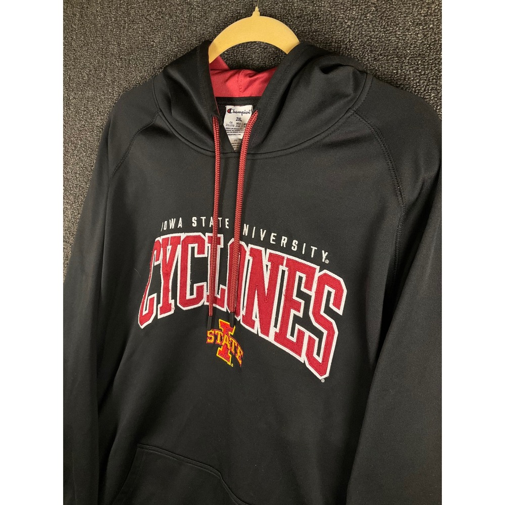Champion Iowa State University Cyclones Hoodie Mens 2XL Black Red Sweatshirt